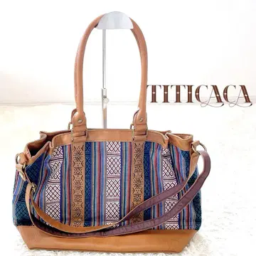 [새상품급] TITICACA 티티카카 스트라이프 패턴 토트백 브라운
