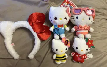 헬로키티 봉제 인형 세트와 머리띠