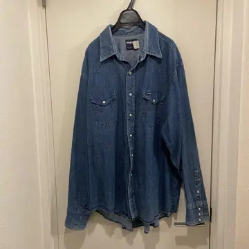 80년대 랭글러 오버 사이즈 데님 웨스턴 셔츠 wrangler