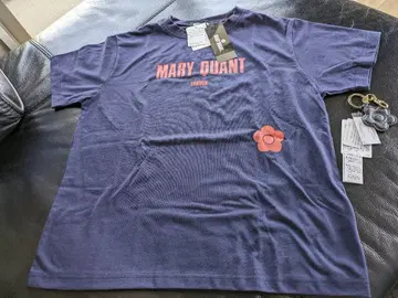 MARY QUANT 네이비 T셔츠 플라워 로고 백참 포함