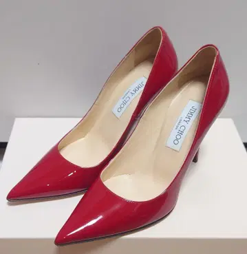 새상품급 지미추 JIMMY CHOO 펌프스 하이힐 에나멜 레드
