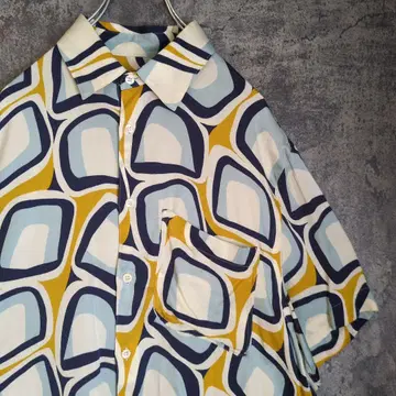 ZARA 기하학 패턴 올 패턴 반팔 셔츠 레이온 귀여운 개성적인 자라