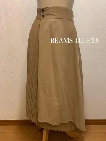 BEAMS LIGHTS 빔스 라이츠 심메트리 랩 플리츠 스커트