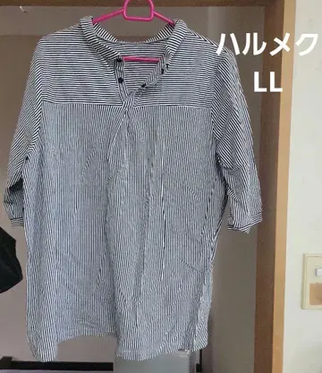 하 스트라이프 5부 소매 튜닉 LL