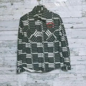 Schott 긴팔 플란넬 셔츠 체크 무늬 L 사이즈 별 패턴 성조기