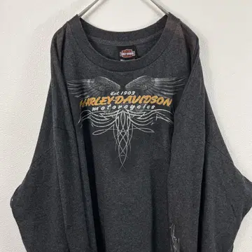 USA 구제 의류 Harley Davidson 오버 사이즈 롱T 그레이