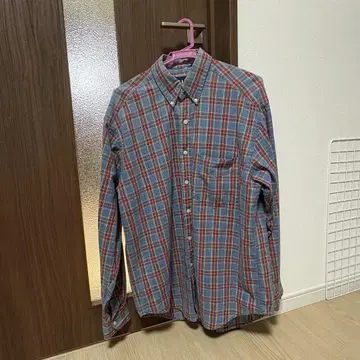 Gap 파란색 및 빨간색 체크 무늬 긴팔 셔츠