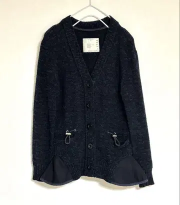 sacai 사카이 코튼 린넨 페플럼 가디건 네이비 사이즈 1