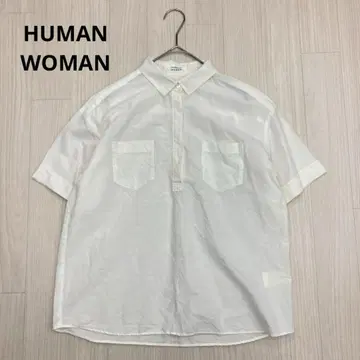 HUMAN WOMAN 휴먼 우먼 코튼 린넨 반팔 셔츠 M