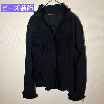 비즈 장식 블랙 셔츠 레어 M 사이즈