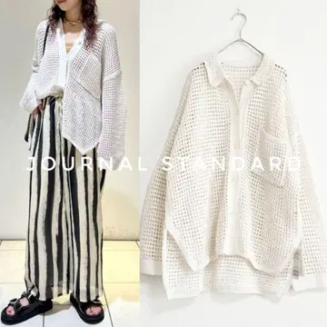 택 포함 새상품 JOURNAL STANDARD 페이퍼 얀 MESH 셔츠