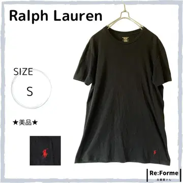 [ Ralph Lauren ] 티셔츠 반팔 무지 빨간색 원포인트 S 블랙