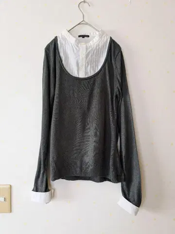 Mossimo Sport 그레이 탈부착 옷깃 레이어드 긴팔
