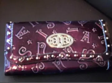 ANNA SUI 퍼플 계열 라메 장지갑 가마구치 참 결손