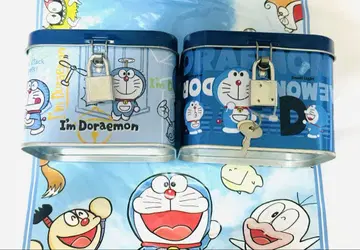 도라에몽 저금통 소품함 캔 세트 새상품 스페어키 포함