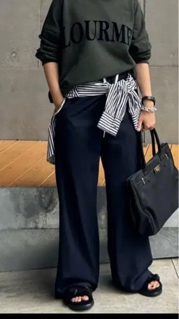 Loungedress 네이비 와이드 팬츠 드로우 스트링