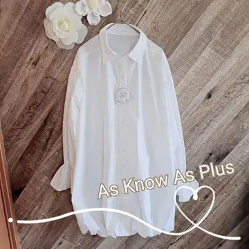 미사용 As know As Plus 밑단 벌룬 화이트 블라우스 프리