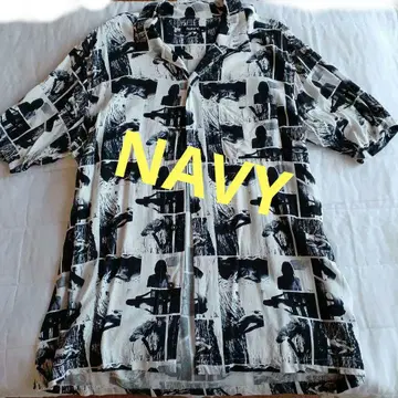 NAVY 셔츠 XL 흑백 프린트