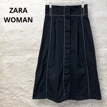 ZARA WOMAN 플레어 스커트 미디 기장 앞버튼 얇은 소재