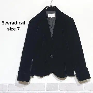 벨벳 테일러드 자켓 프릴 밑단 슬릿 소매 사이즈 7 블랙 i179