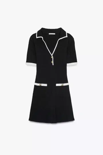 zara 메탈 버튼 리브 원피스