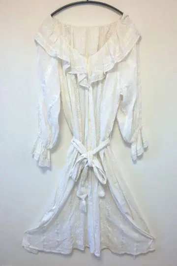 그레이스 클래스 원피스 프릴 레이스 리본 맥시 기장 S