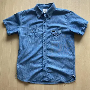 Pherrow's Shirt 데님 블루 반팔 워크 셔츠 L