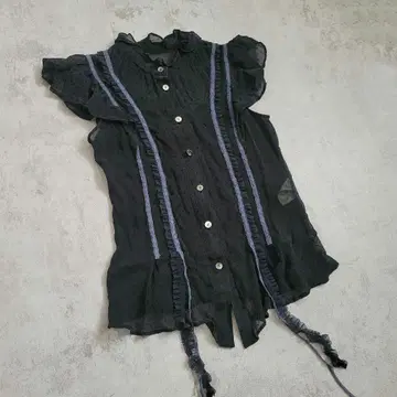 Y2K 도트 무늬 블라우스 레이스 발레코어 실크