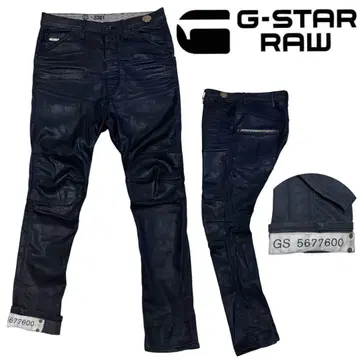 G-STAR RAW 코팅 바이커 데님 팬츠 가죽 파이핑