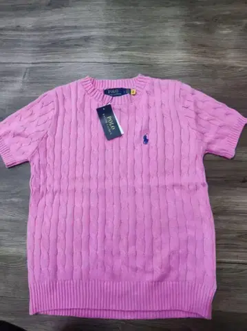 POLO RALPH LAUREN 핑크 반팔 스웨터, 사이즈 S