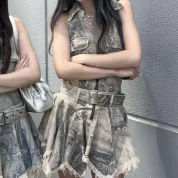 데님 프린트 원피스