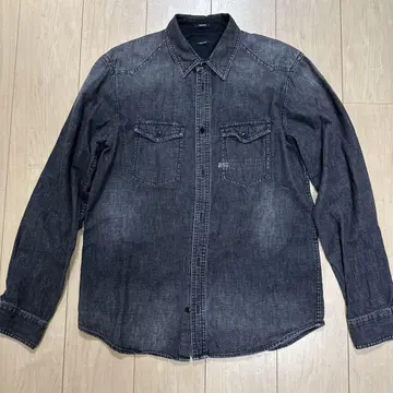 DENHAM 다크 데님 레귤러 컷 셔츠 사이즈 S