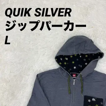 그레이 후드 부착 후드티 별 패턴 QUIKSILVER 남녀 공용