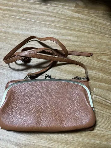 여성용 숄더 가마구치 장지갑 핸즈프리 스타일리시 귀여운 히메지 가죽