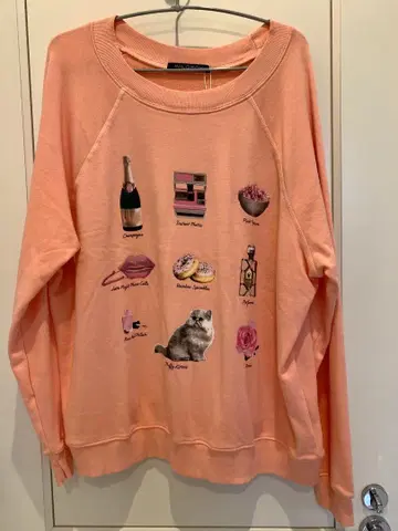 택 포함 새상품 Wildfox 와일드폭스 고양이 맨투맨 S
