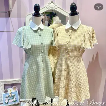 manon tokyo 플레어 슬리브 체크 원피스