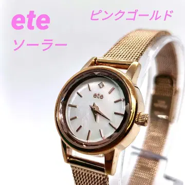 [새상품급] ete 에테 손목시계 솔라 다이아 쉘 다이얼 핑크 골드