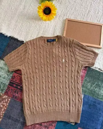 POLO RALPH LAUREN 핑크 반팔 스웨터, 사이즈 S