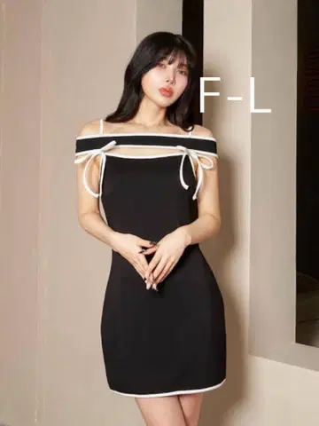 파이핑 오프숄 미니 원피스