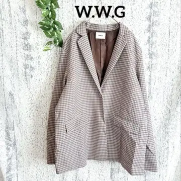 [ W.W.G ] 체크 여성용 테일러드 자켓 (F) 브라운