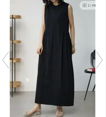 azul by moussy 아즈 블랙 슬리브리스 롱 원피스 M