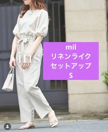 [새상품급] mil 작은 키 린넨 라이크 팬츠 셋업 S