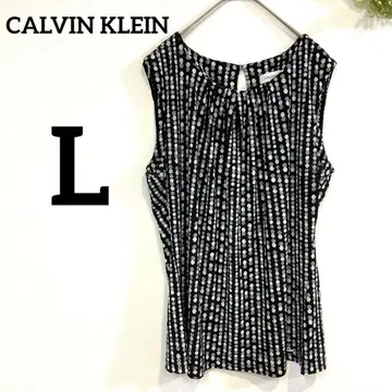 새상품급 CALVIN KLEIN [L] 도트 무늬 슬리브리스 튜닉