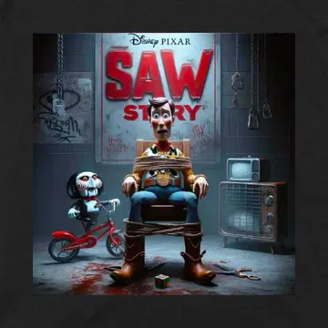 [ T셔츠 ] SAW STRORY 우디 직쏘 영화 블랙 L