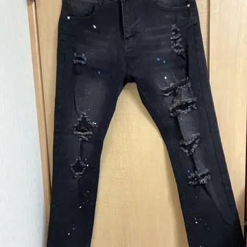 블랙 데미지 스키니 청바지