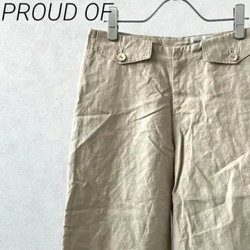 PROUD OF 와이드 팬츠 스트레이트 심플 마 혼방 안감 부착