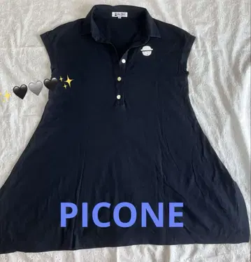 PICONE 슬리브리스 튜닉 피케 셔츠 블랙