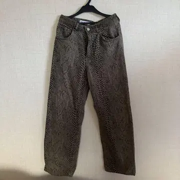 ZARA 레오파드 데님 팬츠 애니멀 무늬 EUR34