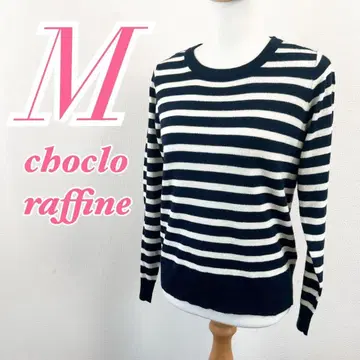 choclo raffine M 네이비 화이트 긴팔 니트 스웨터