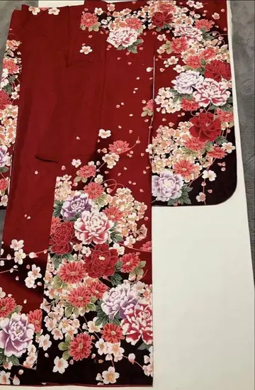 후리소데 빨간색 꽃무늬